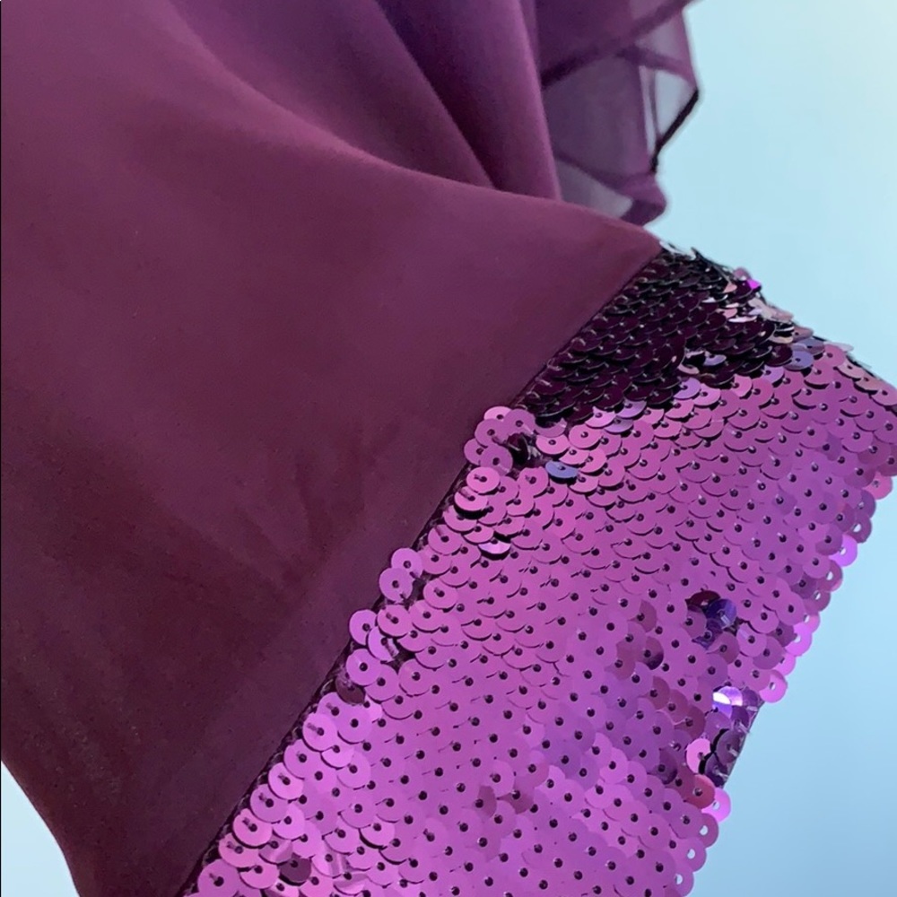 💕HP💕Julie Brown Beth chiffon plum sequin dress - Picture 10 of 12